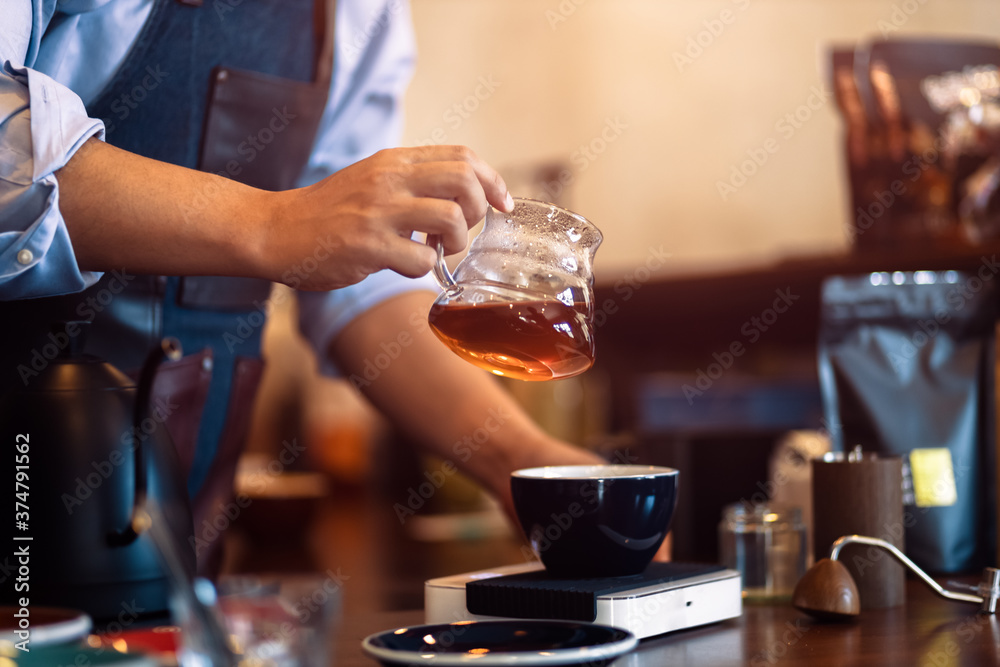 custom made wallpaper toronto digitalBarista hold drip glass for pouring coffee at coffee shop.