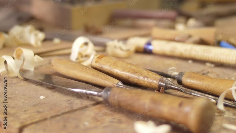 Wood hand tools in wood workshop Wood hand tools in wood workshop