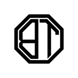 BT initial monogram logo, octagon shape, black color