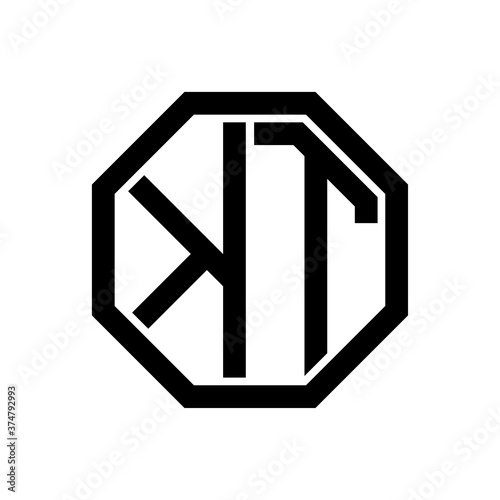 KT initial monogram logo, octagon shape, black color photo