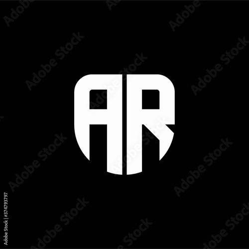 ar logo monogram with circular shape shield design template
