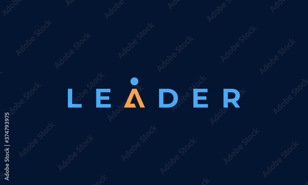 illustration vector graphic of creative, modern, word mark, letter mark, with letter A as an icon the man person LEADER logo design