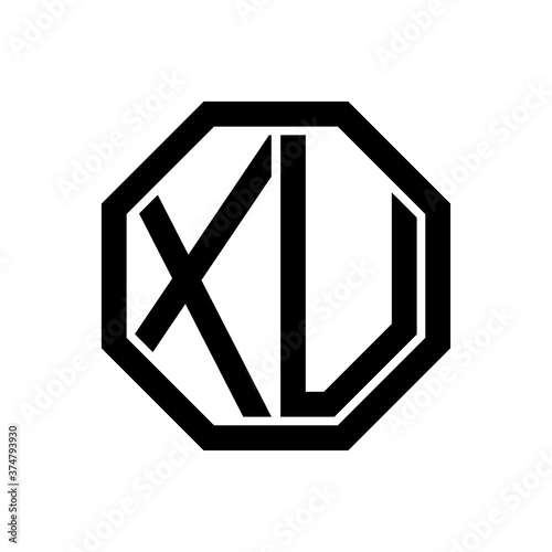 XU initial monogram logo, octagon shape, black color