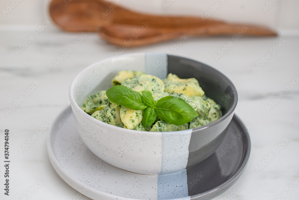 Italian Tortellini with spinach and basil Italian Tortellini with spinach and basil