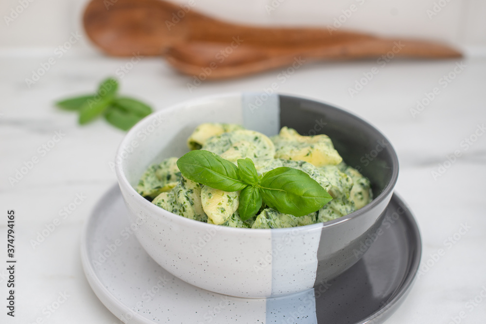 Italian Tortellini with spinach and basil Italian Tortellini with spinach and basil