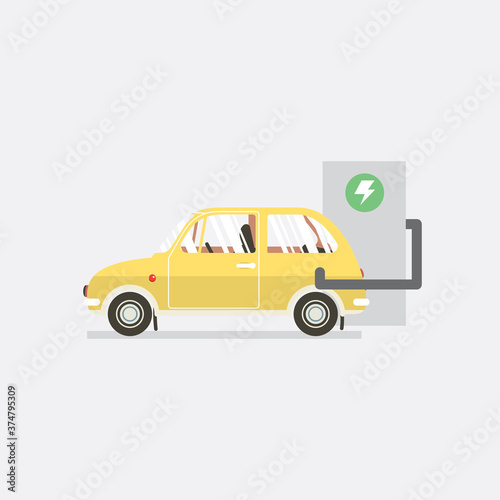 Electric Car Charging Battery Environment Concept Vector Illustratio