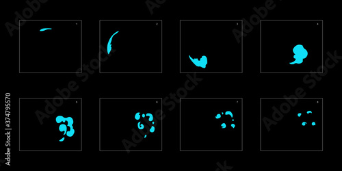 Smoke effect. blue smoke animation sprite sheet. classic smoke effect animation for game or cartoon or animation. vector style animation effect 1788.