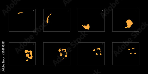 Smoke effect. dust smoke animation sprite sheet. classic dust smoke effect animation for game or cartoon or animation. vector style animation effect 1789.