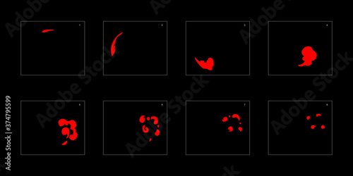 Smoke effect. fire smoke animation sprite sheet. classic fire smoke effect animation for game or cartoon or animation. vector style fire animation effect 1790.