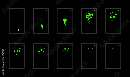 Smoke effect. liquid smoke animation sprite sheet. classic liquid smoke effect animation for game or cartoon or animation. vector style liquid animation effect 1803.