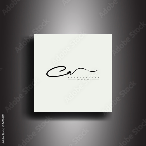 CA Signature style monogram.Calligraphic lettering icon and handwriting vector art.