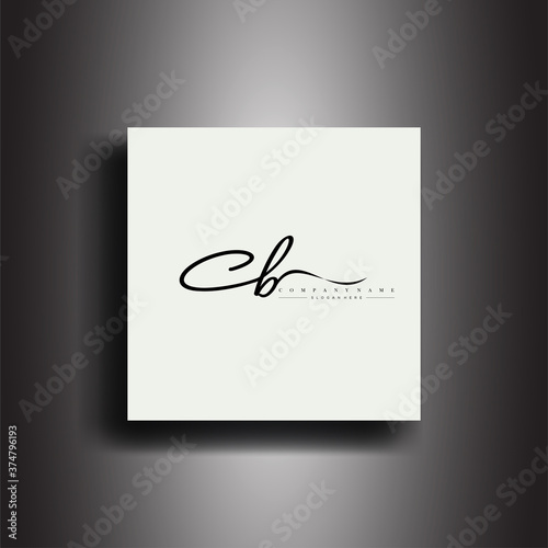 CB Signature style monogram.Calligraphic lettering icon and handwriting vector art.