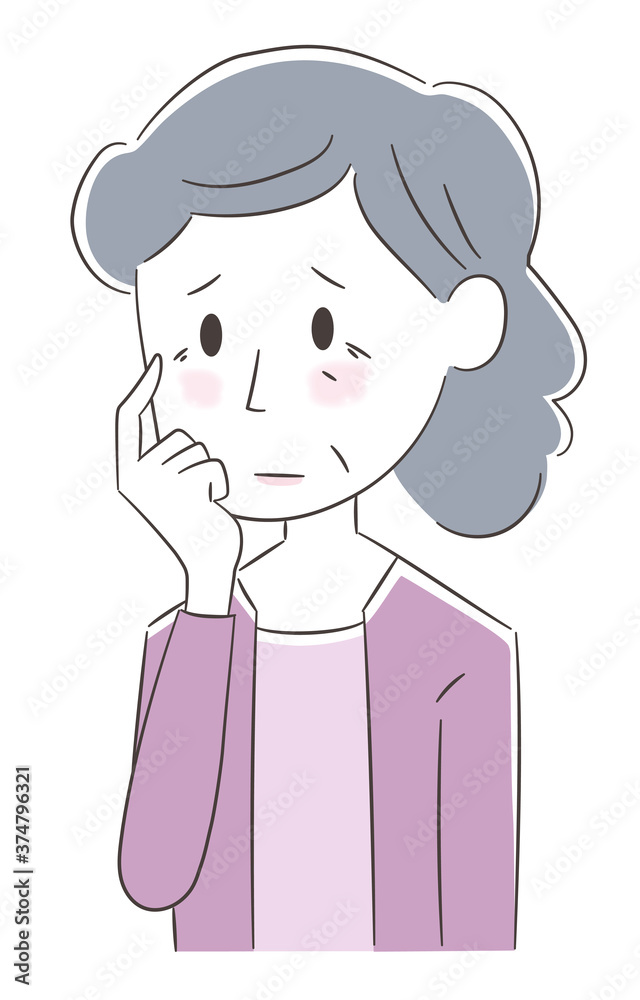 Woman want to reduce her eye wrinkles. Vector illustration isolated on white background. Woman want to reduce her eye wrinkles. Vector illustration isolated on white background.