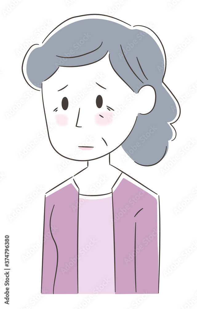 Tired elderly woman. Vector illustration isolated on white background. Tired elderly woman. Vector illustration isolated on white background.