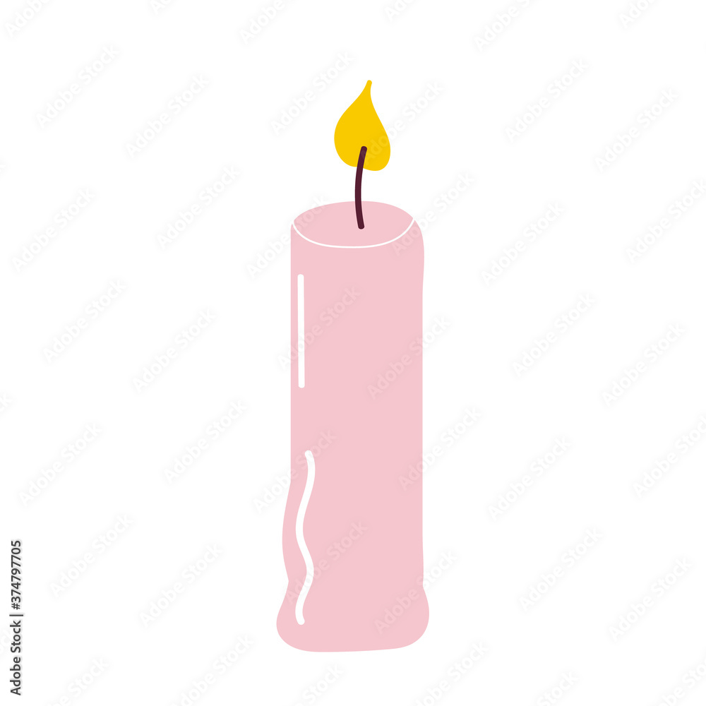 Burning aromatic candle for aromatherapy and interior decoration. Element for the design. Flat vector illustration Burning aromatic candle for aromatherapy and interior decoration. Element for the design. Flat vector illustration