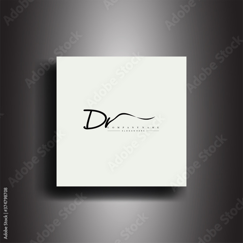 DR Signature style monogram.Calligraphic lettering icon and handwriting vector art. photo