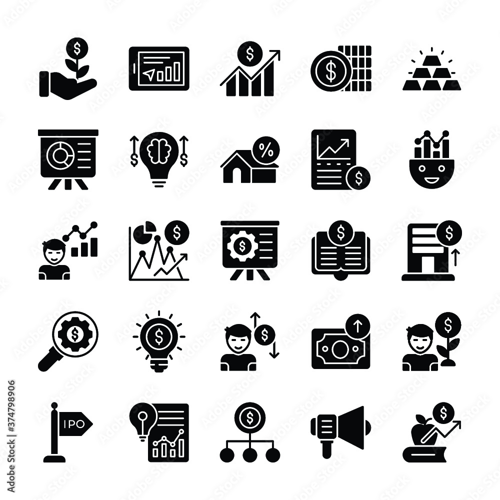 Modern Investment Glyph Vectors Modern Investment Glyph Vectors