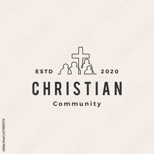 christian people community hipster vintage logo vector icon illustration