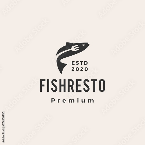 fish restaurant hipster vintage logo vector icon illustration