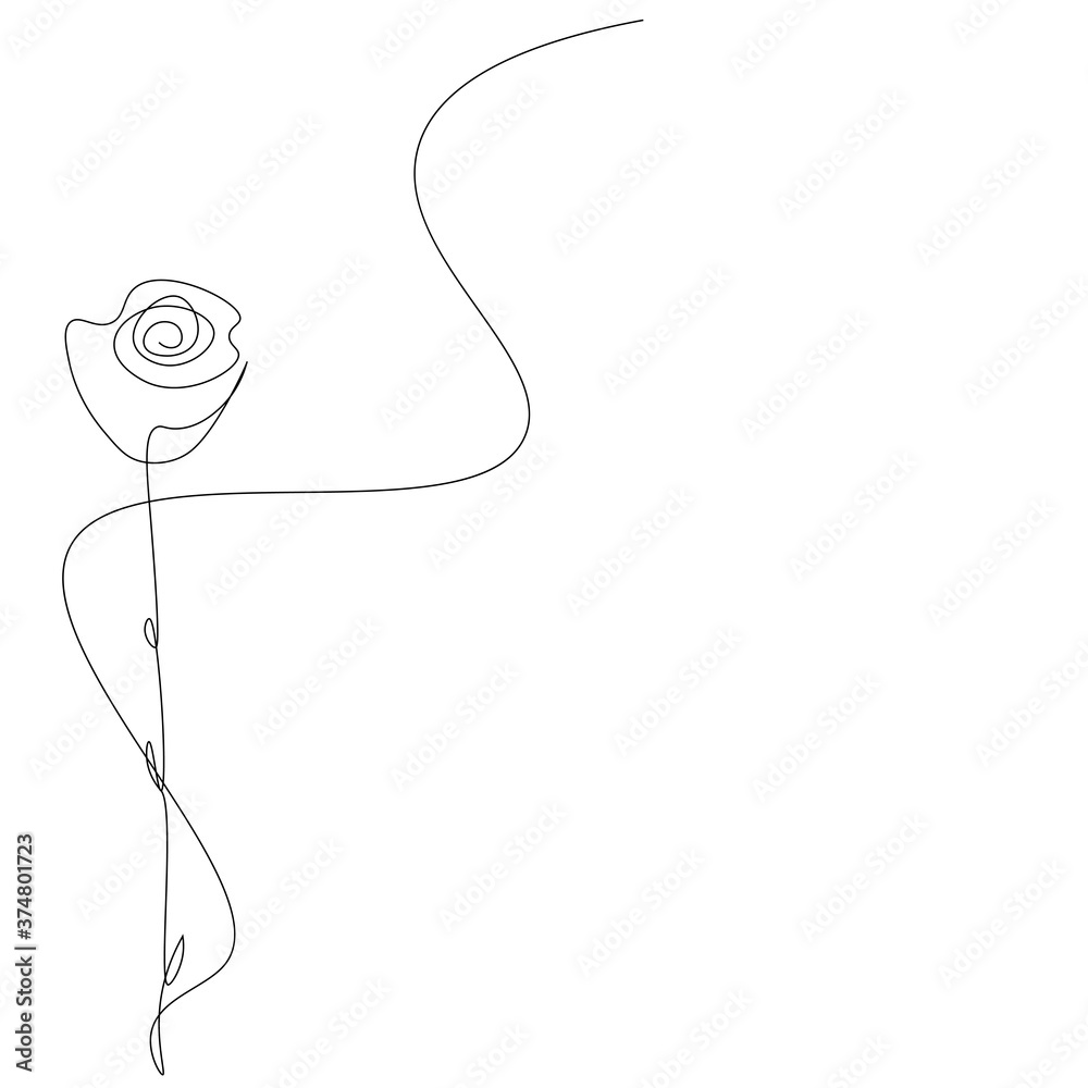 Rose flower on white background line drawing. Vector illustration Rose flower on white background line drawing. Vector illustration