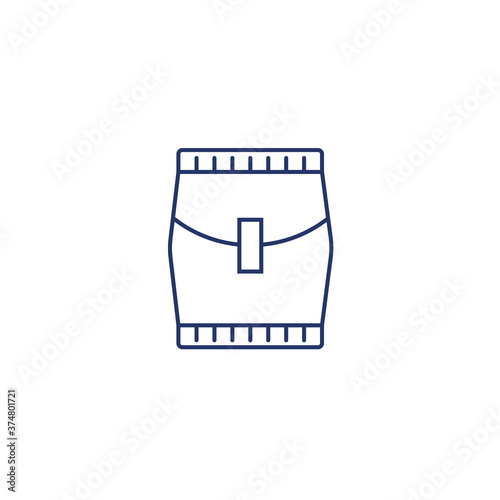 Individually wrapped sanitary napkin flat line icon on isolated white background. Feminine pad outline vector sign, symbol, pictogram, emblem, logotype. Woman menstrual pad vector illustration.