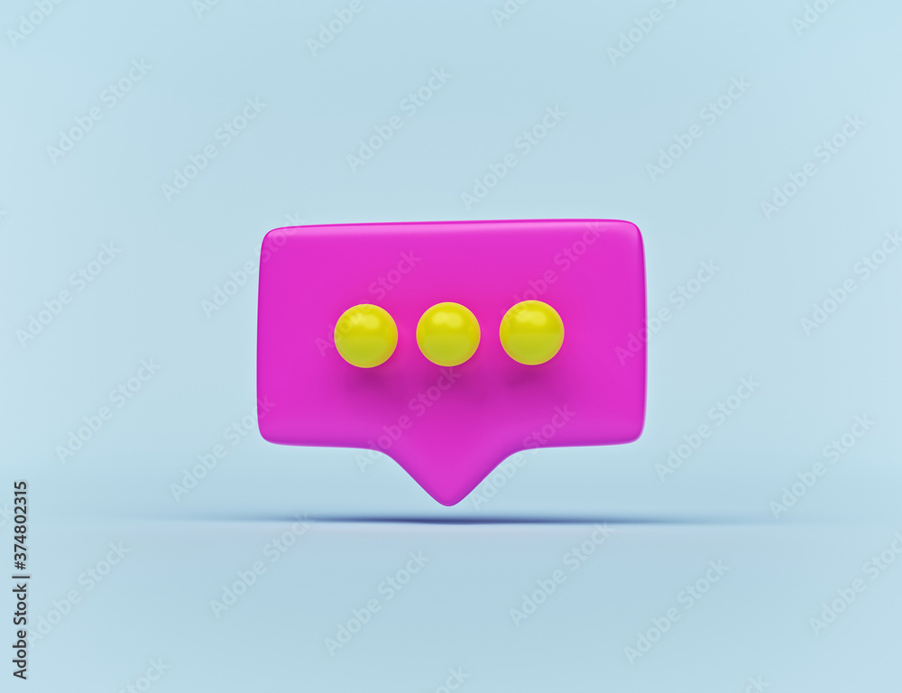 Typing in a chat bubble icon isolated on pastel blue background. minimal concept. 3d rendering Typing in a chat bubble icon isolated on pastel blue background. minimal concept. 3d rendering