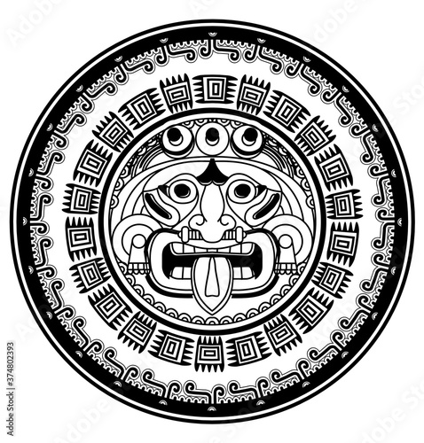 Aztec cacao logo design with tribal elements.