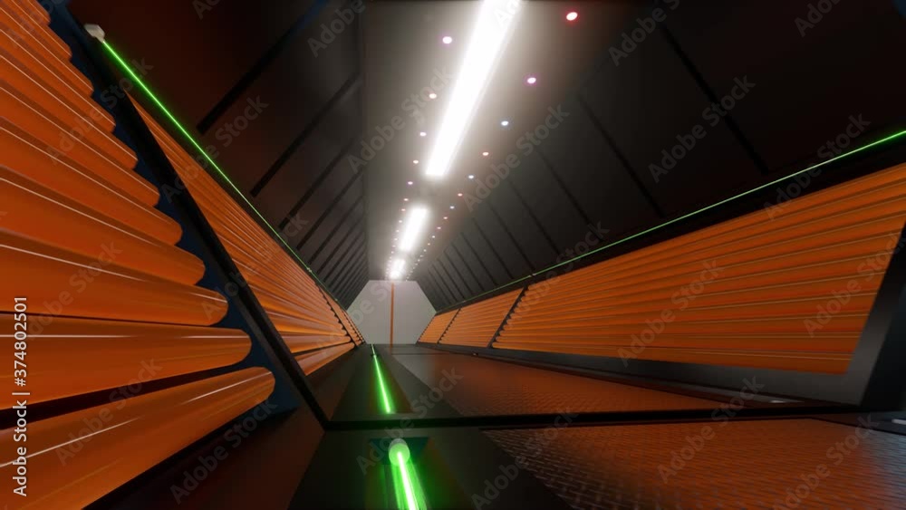 Security Tech corridor 3d futuristic Future tech. open door 4k