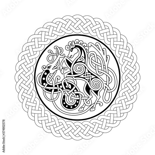 Celtic style tribal pattern on black and white color. Use it for package, logo or poster design.