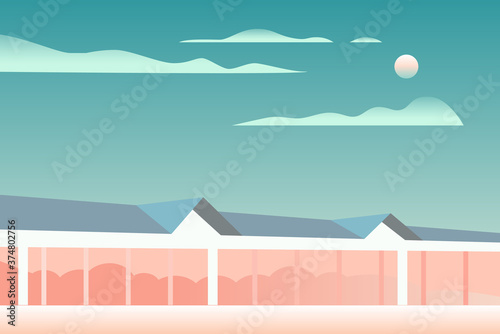 City urban landscape in flat style. Abstract poster design.
