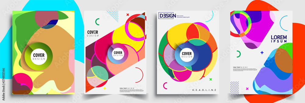 Naklejka Modern abstract covers set. Cool gradient shapes composition, vector covers design.