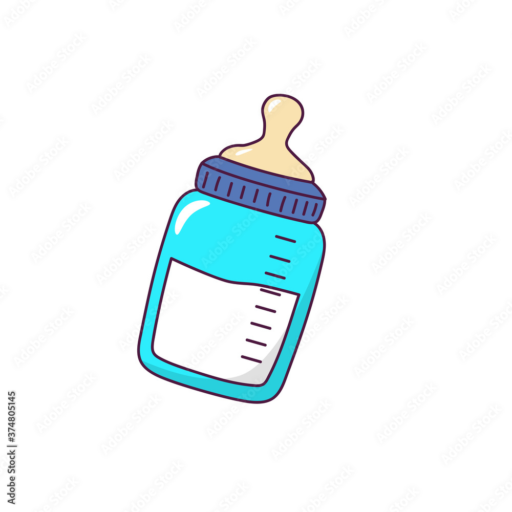 Cute baby milk bottle cartoon illustration isolated on white background Cute baby milk bottle cartoon illustration isolated on white background