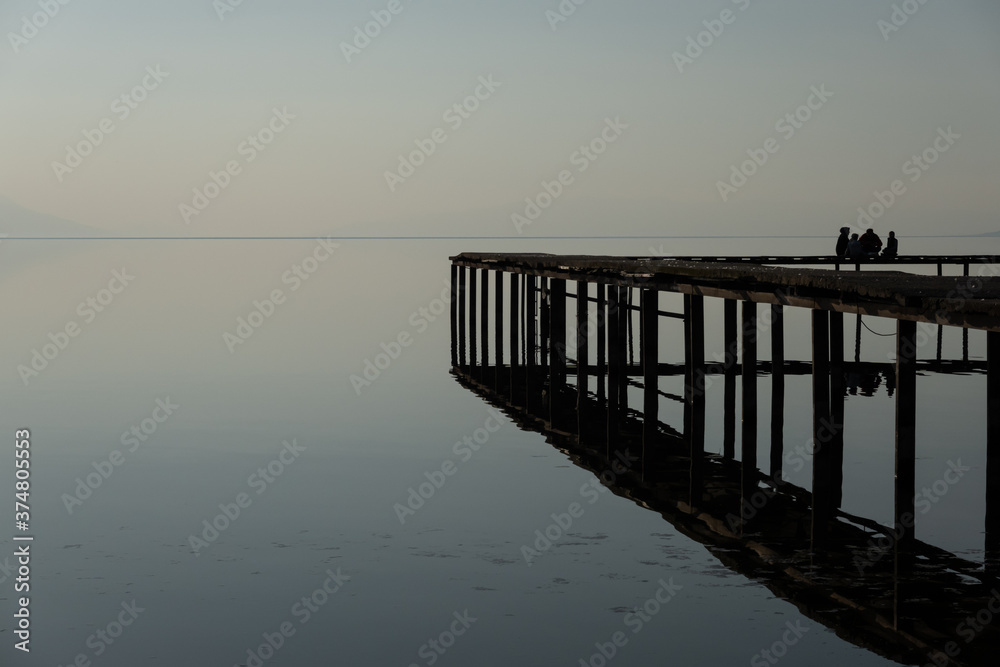 pier on the still waters of Lake Iznik, Turkey
