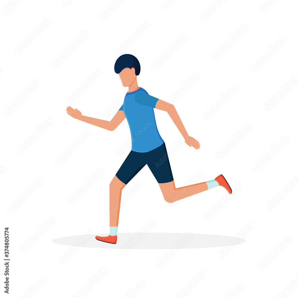 Fototapeta premium Man running vector illustration. Running man in flat style.