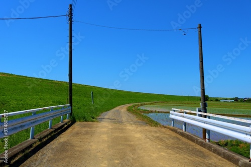 田舎道 渡良瀬 電柱 橋 風景