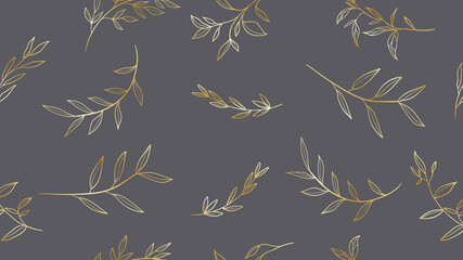 Wandcirkels Bloemenprints patronen Botanische lijntekening met fijne bladeren  © TWINS DESIGN STUDIO