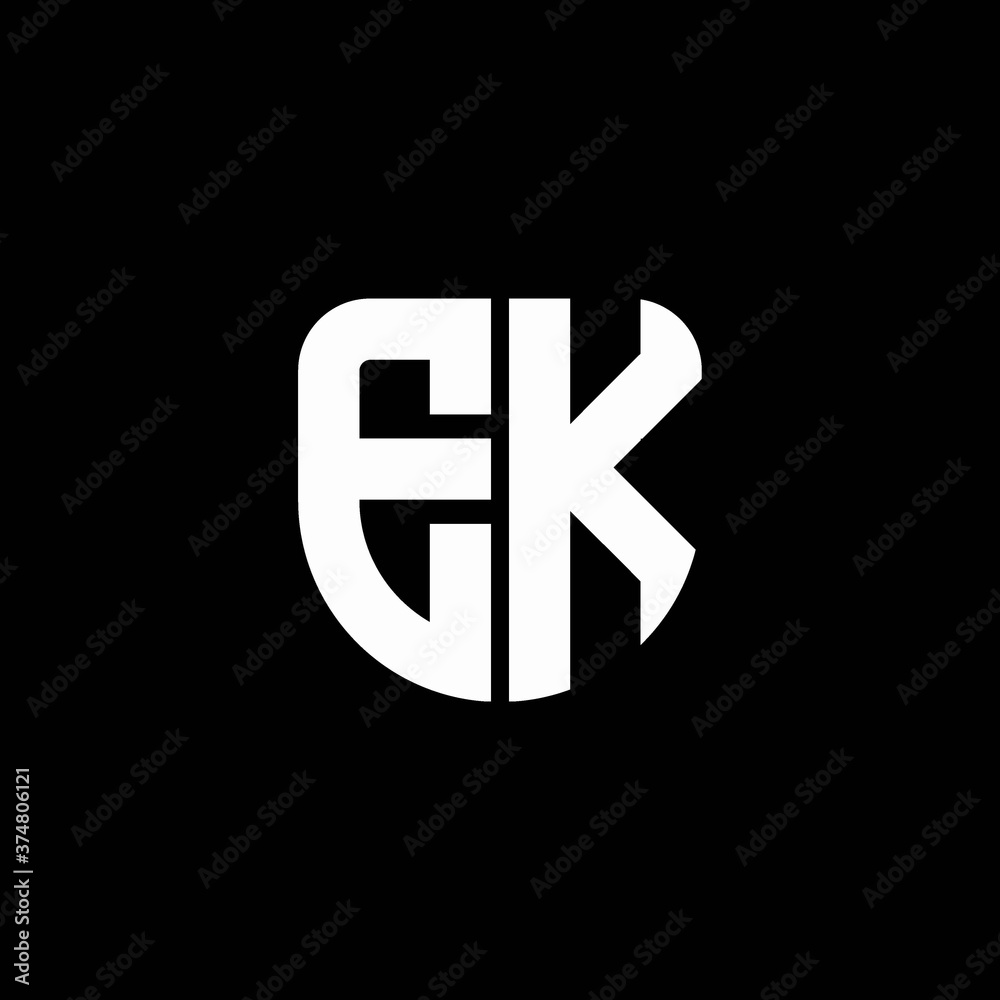ek logo monogram with circular shape shield design template