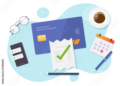 Audit payment of invoice bill verified vector, tax financial accounting completed, accepted fraud evaluation check mark, valid transaction pay audition receipt flat, authorized money transfer