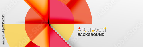 Free Download Bright color circles, abstract round shapes and triangles composition with shadow effects. Vector modern geometric design template - GFXLoad