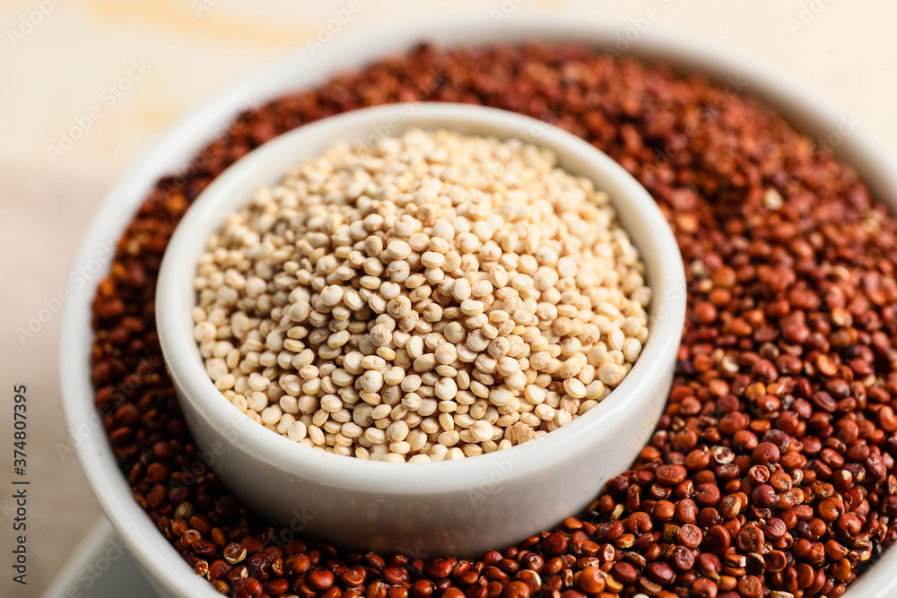 Bowls with healthy quinoa, closeup Bowls with healthy quinoa, closeup