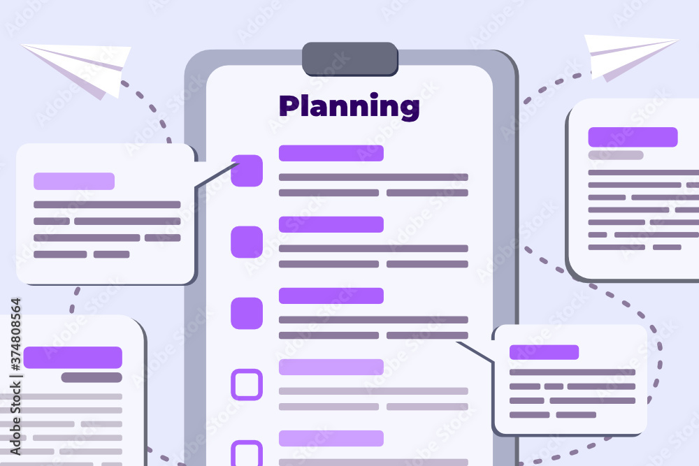 Time Management Planning To Do list Concept. Business Plan List. Flat Style Vector Illustration. Activity Schedule Management. work project planning. can be used for website, info graphic, UI / UX.
