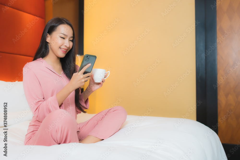 Portrait beautiful young asian woman use smart mobile phone Portrait beautiful young asian woman use smart mobile phone