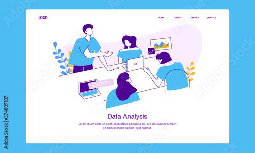 Modern custom illustration concept of man and women working together as a team for website and mobile website. landing page template
