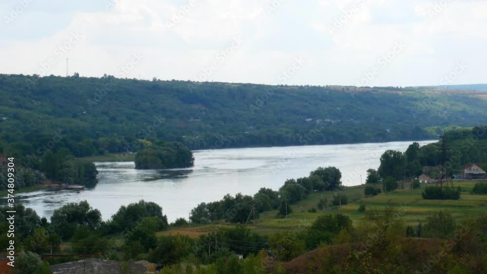 The Dniester River as the state border of Ukraine with Moldova. The border of Ukraine and Moldova between the city of Soroka and Yampil. The Dniester River as the state border of Ukraine with Moldova. The border of Ukraine and Moldova between the city of Soroka and Yampil.