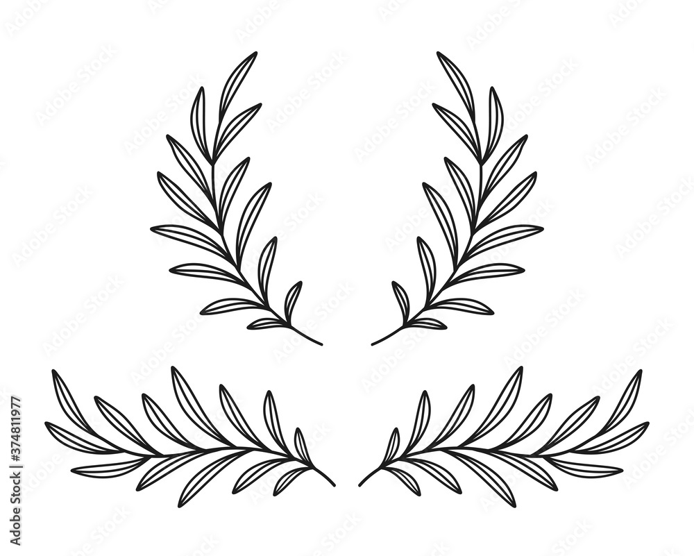 black olive branches wreaths with leaves silhouette black olive branches wreaths with leaves silhouette