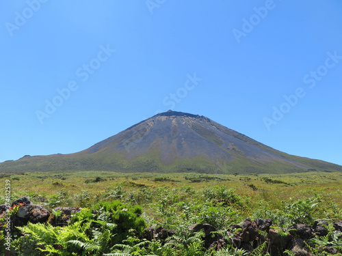 pico mountain with crater and clear blue sky - Pico Island, Azores - Portugal
