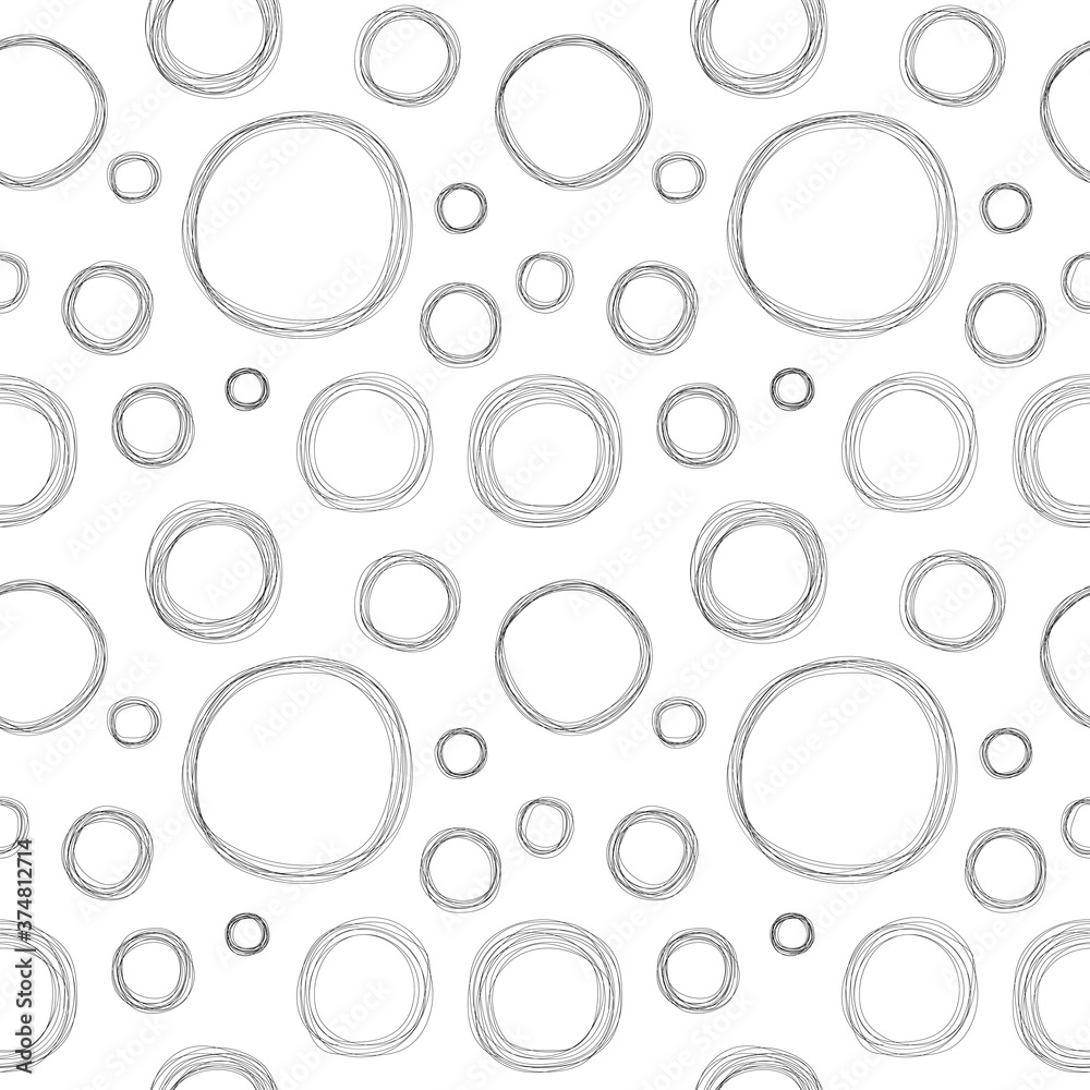 Seamless patterns. Rings of different sizes, hand made. Shades of gray. Seamless patterns. Rings of different sizes, hand made. Shades of gray.
