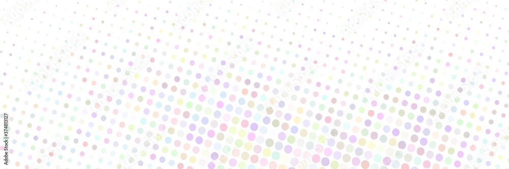 Multicolored dots, confetti. Abstract vector background, banner. Fading dot effect.