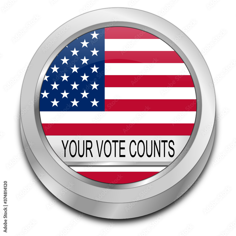 Your Vote counts Button - 3D illustration Your Vote counts Button - 3D illustration