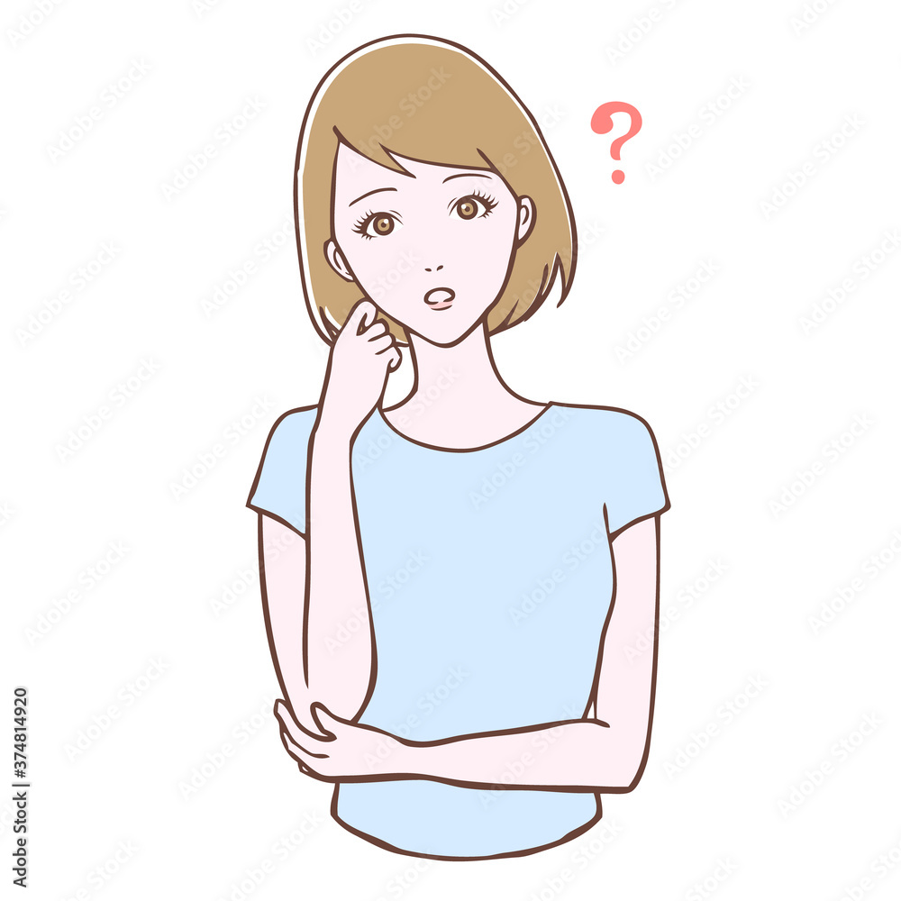 若い女性 疑問ポーズ イラスト 若い女性 疑問ポーズ イラスト